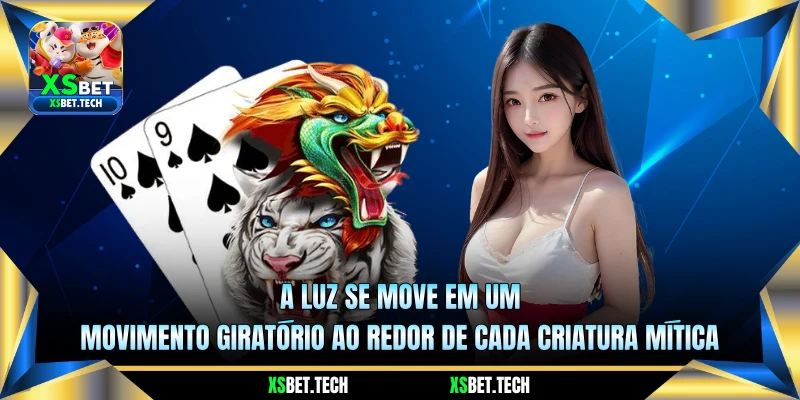 A luz se move em um movimento giratório ao redor de cada criatura mítica 