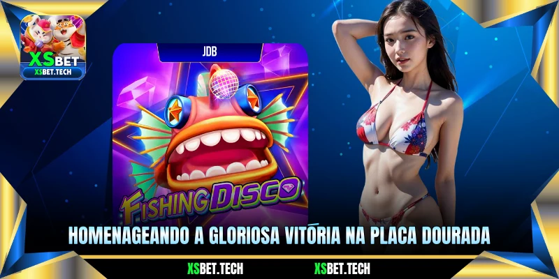 Homenageando a gloriosa vitória na placa dourada 